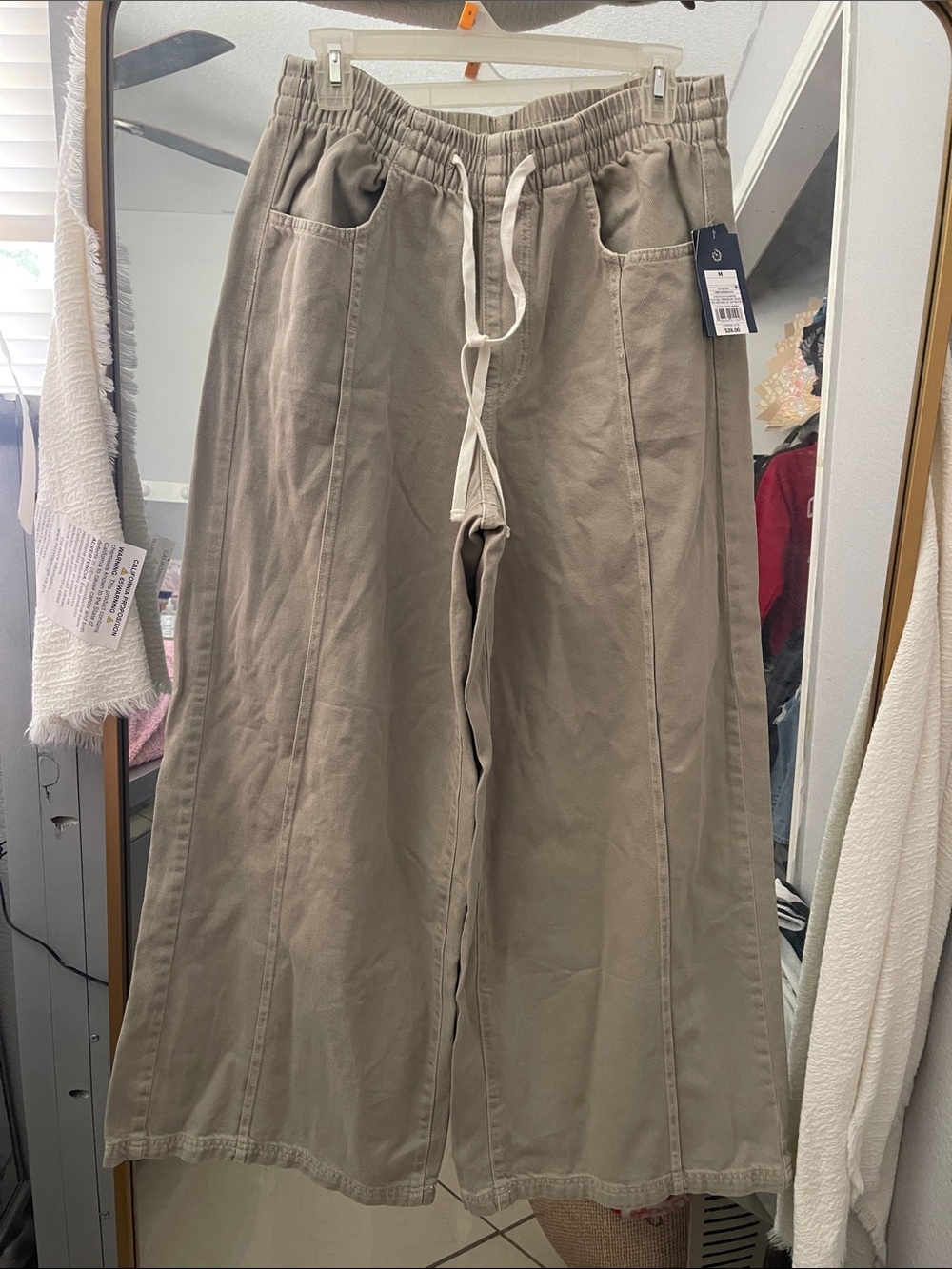 Anthropologie Men's Wide-Leg Drawstring Chinos - Taupe